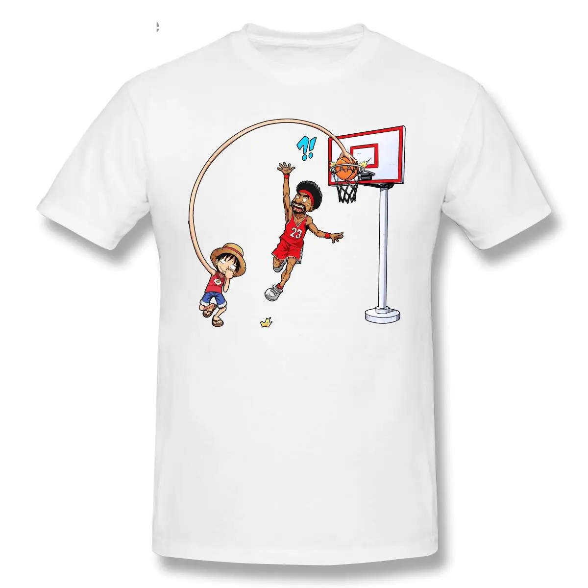

Camiseta Manga - Parodia De Luffy De One Piece - On The Basket Ball Playground ( Cartoon T Shirt Men Unisex New Fashion Tshirt