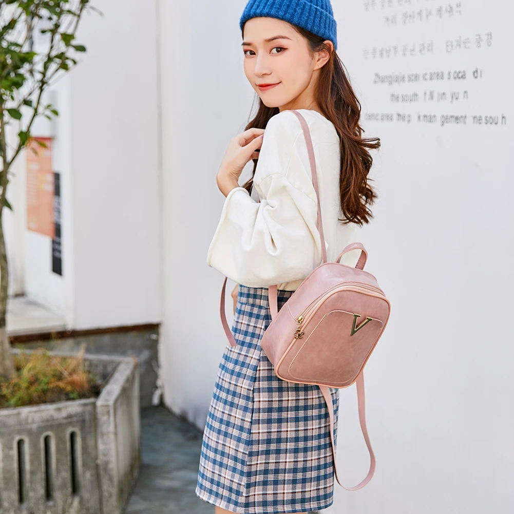 

Hot Sale Backpacks Multi-function Teenagers Mini Casual Backpack PU Leather Pure Color Travel School Shoulder Bag