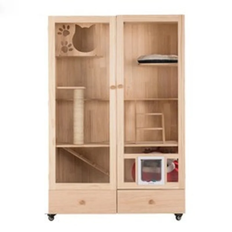 

High Quality Warm and Comfortable Hot Selling Cat Cage Villa Cat Cabinet Wood House Pet Shop Brewing Cage Foster Care