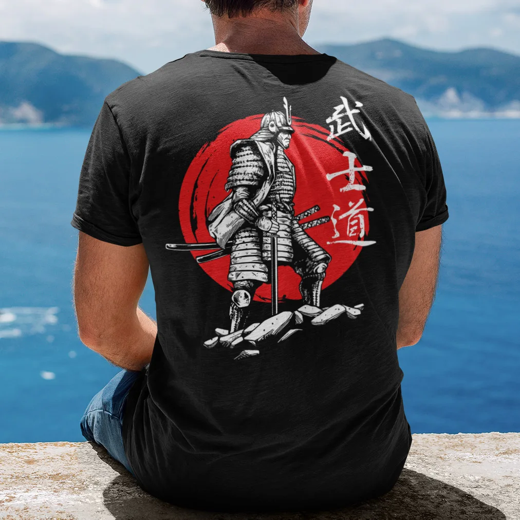 

Samurai T Shirt Japanese Style Asian Culture Short Sleeve EU Size Soft Cotton Bushido Tshirt Male Gifts Youth