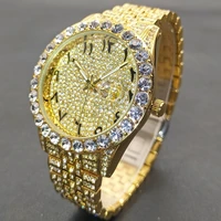 missfox men watches luxury fashion stainless steel waterproof male quartz wrist watch luminous diamond iced calendar mens clock