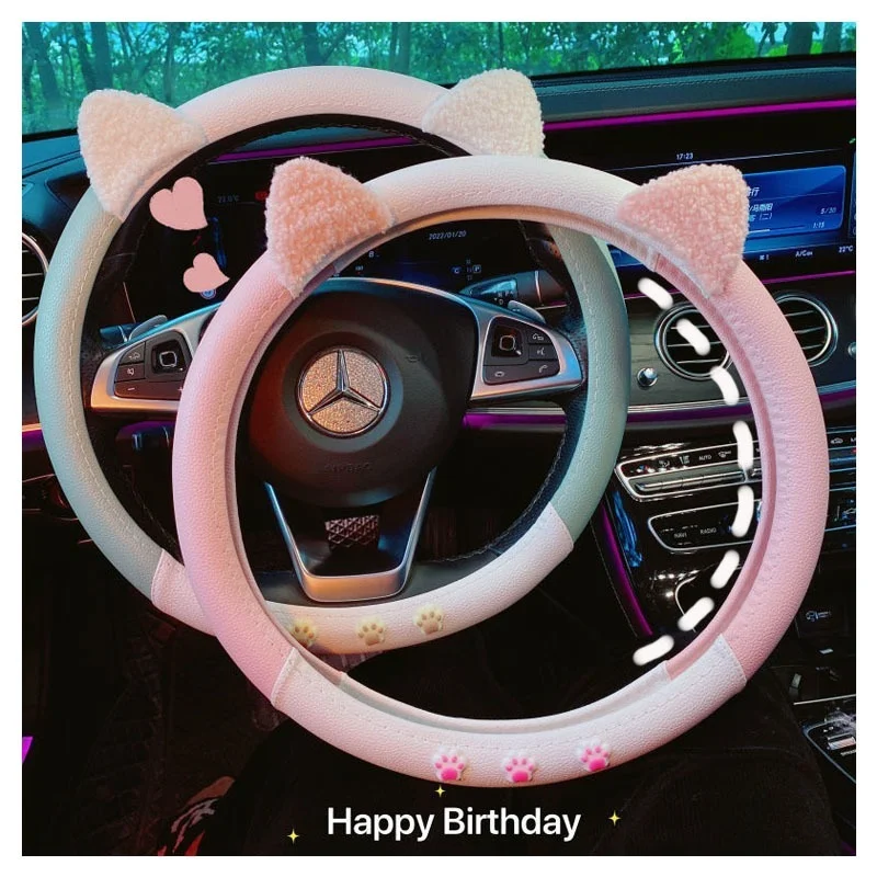 

Cute Cartoon PU Non-slip Wear-resistant Car Steering Wheel Sanrioed Cinnamoroll Kittys Cat Kawaii Steering Wheel Car Accessories