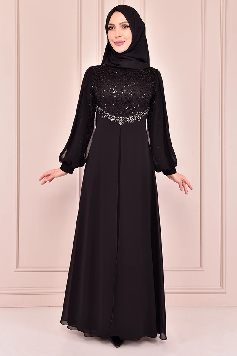 Кружевное платье черного цвета KBR10002