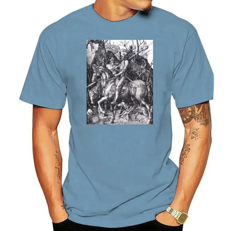 The Rider - Screen Printed T Shirt Albrecht Durer Knight Death and Devil men t shirt