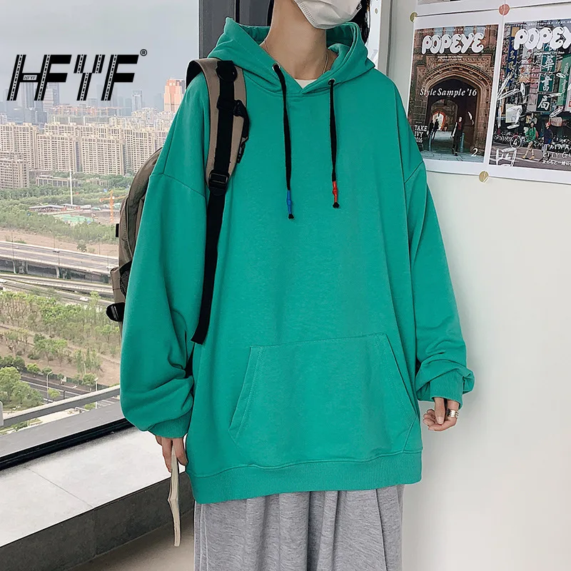 

Hong Kong autumn students wear large size loose sweater 2021 new fashion brand men's clothing youth solid color hooded sweater