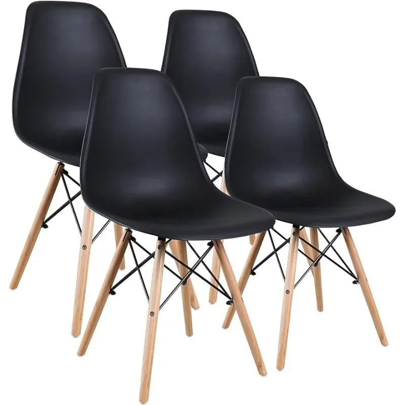 

Basics Modern Dining Chair Set, Shell Chair with Wood Legs for Kitchen, Dining, Living Room （Black/White）optional