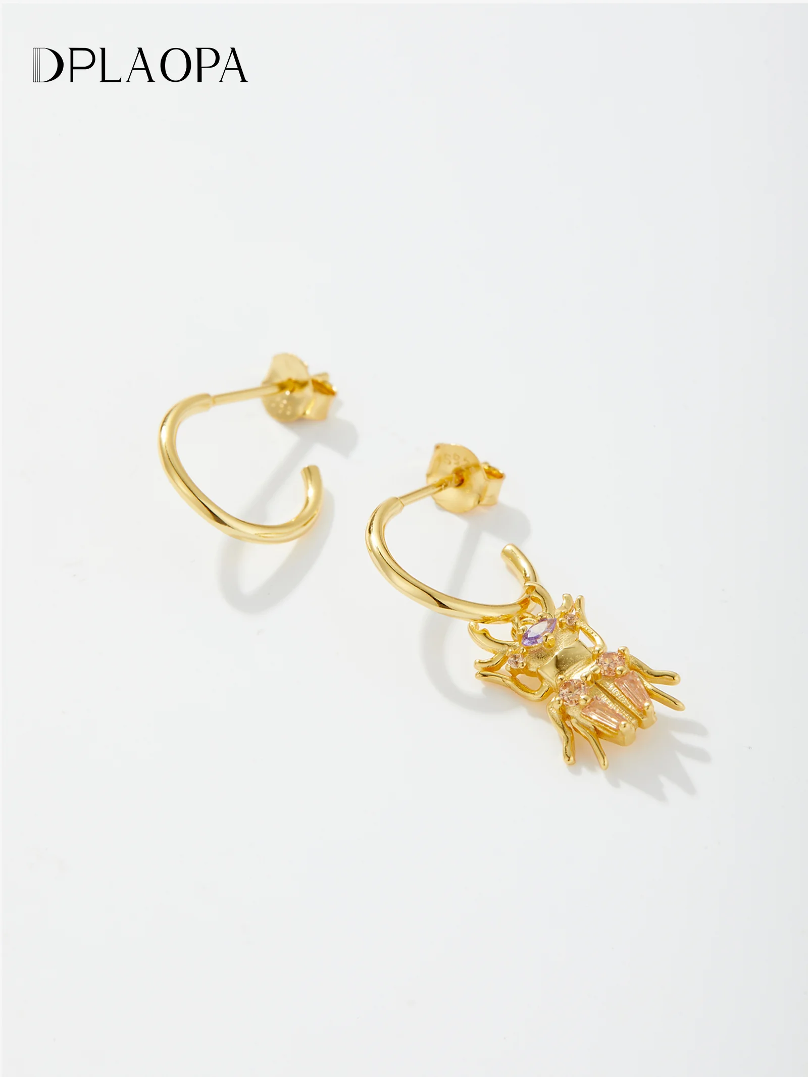 DPLAOPA новинка 925 года серьги-гвоздики из стерлингового серебра в виде жука с