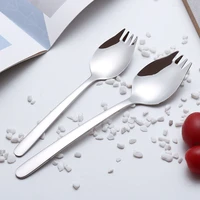 long handle stainless steel fork and spoon one salad spoon and fork dual use household dessert fruit fork bento box accessories