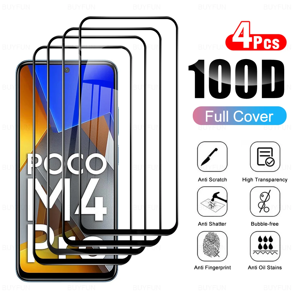 

4 шт., Защитное стекло для Xiaomi Mi Poco M4Pro M4 Pro X4Pro X4 5G PocoM4
