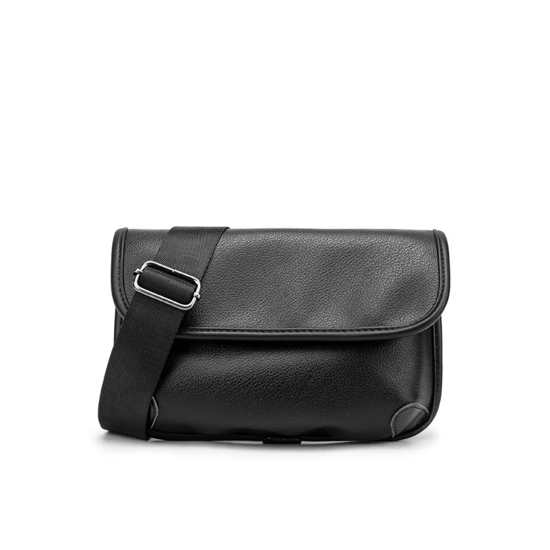 

New Men Small Crossbody Square Bag Pu Leather Black Color Street Style Small Shoulder Bag Mobile Phone Bag Diagonal Bag