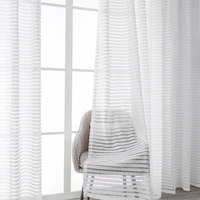 weaving horizontal stripes transparent curtains for living room bedroom tulle voile curtains for the bedroom home decoration
