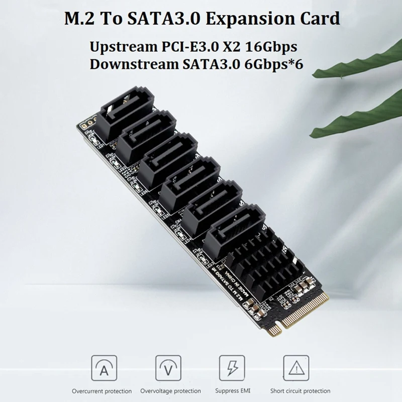 

2Sets M.2 NVME To SATA3.0 M.2 MKEY PCI-E Riser Card PCIE To SATA 6Gpbsx6-Port Expansion Card ASM1166 Support PM Function