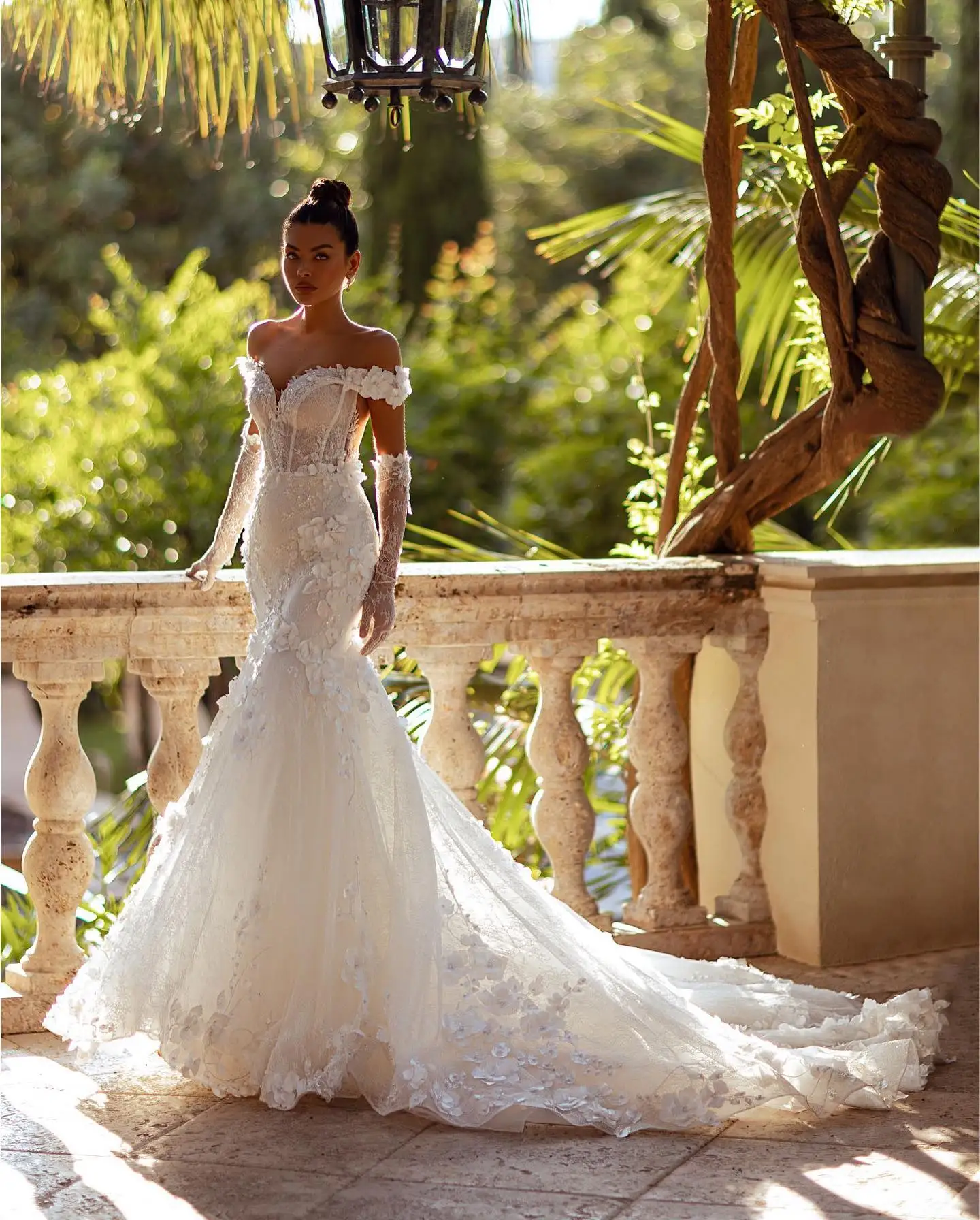 Роскошное Свадебное платье 2024 кружевное свадебное с открытыми плечами свадебные