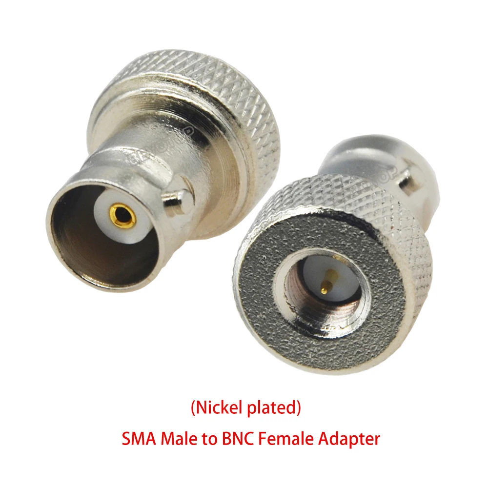 2Pcs/Lot BNC to SMA Connector Antenna Female Nickel Plated Straight Coaxial RF Adapter for Vertex Icom Kenwood |