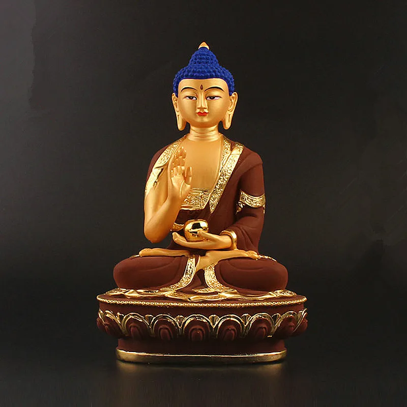 21cm Brown Plated Freedom Rulai Bodhisattva Buddha Statue,Resin Sweeping Demon Home Putting Decoration