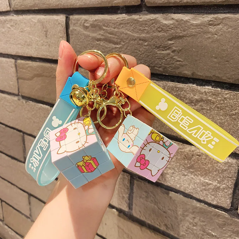 

Kawaii Sanrio, брелок с героями мультфильмов Hello Kitty Милая моя мелодия коричная мини-Кубик Рубика фотоподвеска для пары