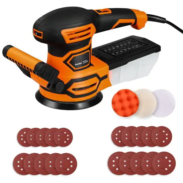 

5-inch Power Random Orbital Sander Up to 13,000 RPM Adjustable Speeds & Dust Collection System with 20Pcs Sandpapers & Polishing