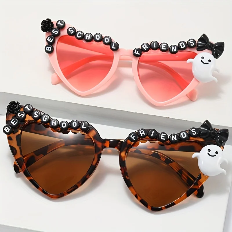 

Y2K Heart Fashion Sunglasses For Women Girls Cute Cartoon Ghost & Flower Cosplay Party Photo Booth Props Glasses, UV400