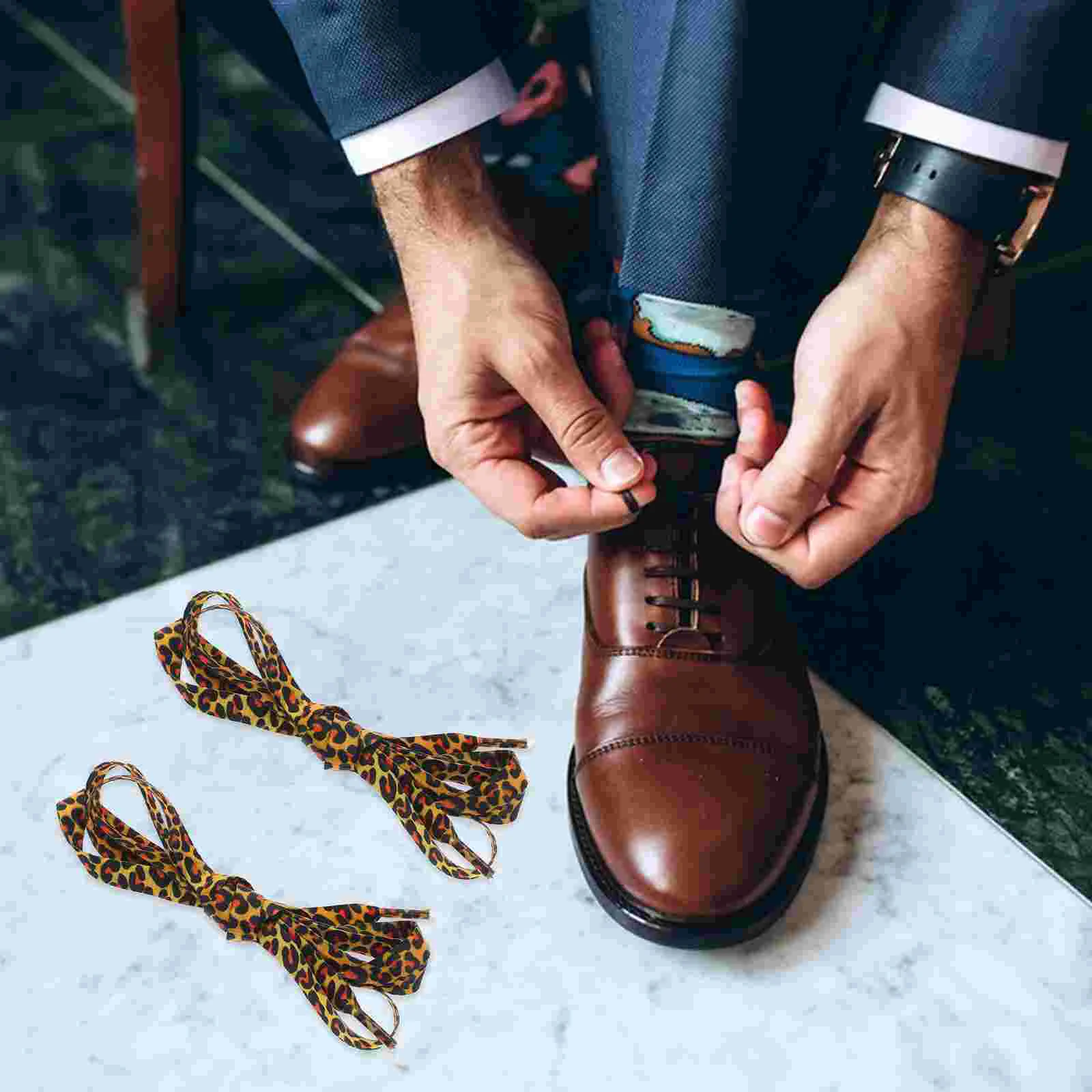 2-парные леопардовые кружевные полиэстеровые шнурки прочные женские кроссовки