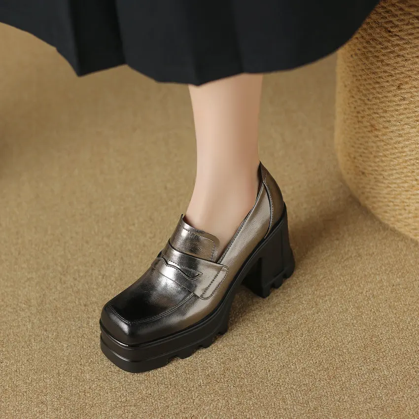 QUTAA/2024 женские туфли-лодочки на высоком квадратном каблуке обувь с квадратным