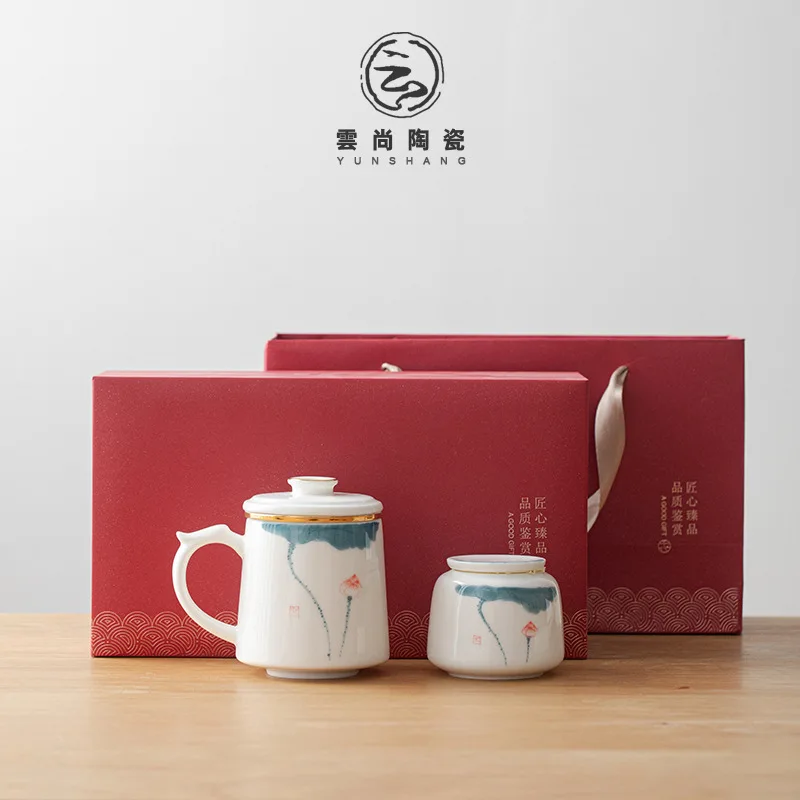 Жадеитовая чайная чашка с крышкой и для офиса домашнего использования легкая