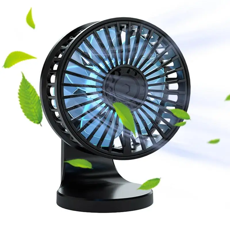 

USB Dashboard Fan 360rotate Car Air Outlet Fan 3-Speed Car Vent Fan Mute Twin Engine Double Fan Vanes LED Gradient Lights