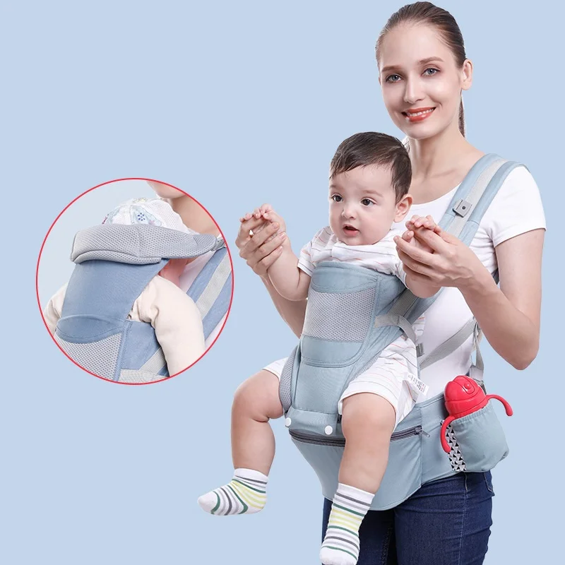 

Baby Carrier Waist Stool with Storage Bag Kangaroo Shoulder Swaddle Sling Infant Kid Wrap Ergonomic Backpack Hipseat 3-36 Months