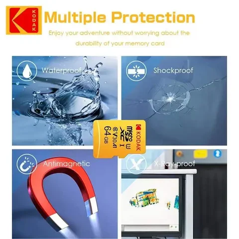 Оригинальная Карта Памяти KODAK MicroSD 64 ГБ 32 ГБ C10 TF Micro SD SDXC 128 ГБ 256 ГБ 512 ГБ U3 V30 4K Память Для Телефона
