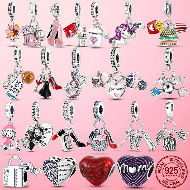 

925 Silver Little Girl Love Mom Forever Infinity Infinite Dangle Charm Beads fit Original Women Bracelet 925 Jewelry Mother Gift