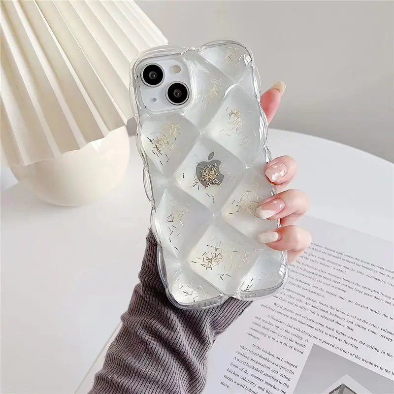 Прозрачный чехол для телефона с 3d-изображением кубика льда и блестками iPhone 13 12 11Pro