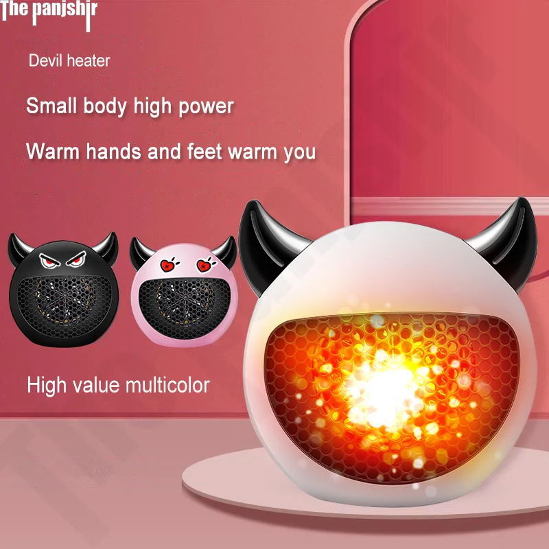 

400W Electric Heater Warming Mini Heater Dormitory Desktop Heater Foot Warmer Gift Cartoon Cute Little Devil Desktop Heater 220V