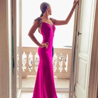 pink elegant evening dresses satin beading sequined deep v neck backless night party sexy prom dress for women robes de soir%c3%a9e