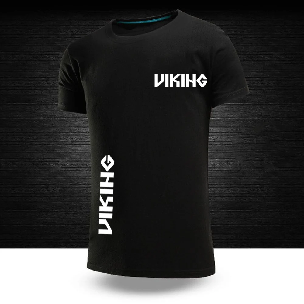 

Лето 2022 мужской однотонный один викингов вальгалла индивидуальный стиль 100% хлопок стиль хип-хоп