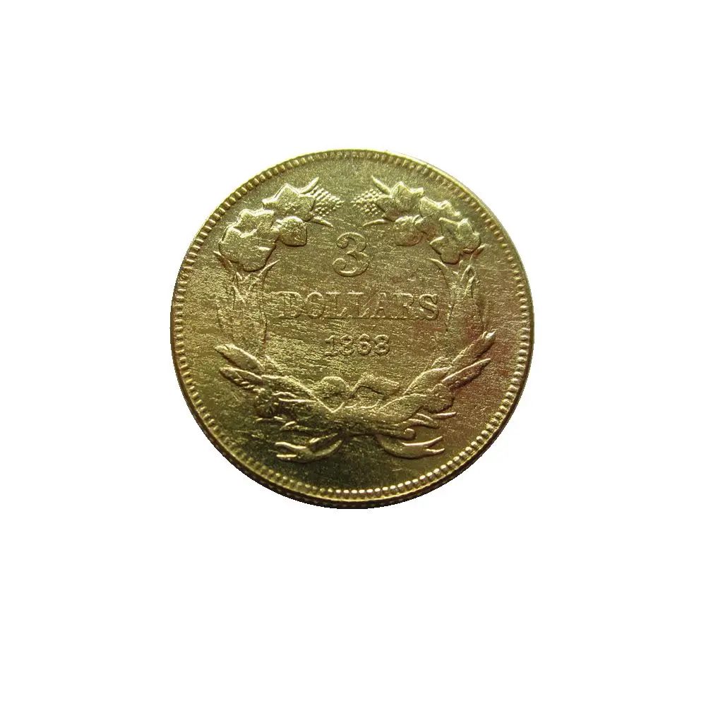 

Копия монеты с большой головой индийской принцессы с золотым покрытием, 1868 долларов, 3