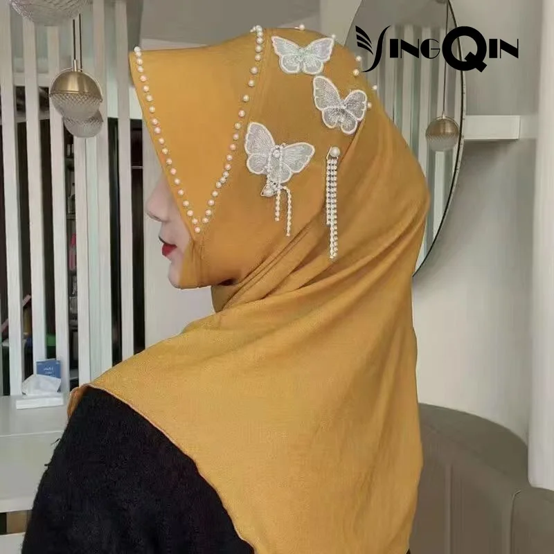 Muslim Women Female Headscarf Chiffon Summer Malaysia Silk Scarf Hijab Hat Cap Prayer Kufi Islam Bonnet Saudi Arabia Headwraps