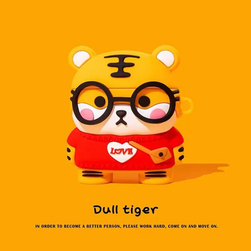 

For AirPods Pro 1 / 2 / 3 Three-dimensional Tiger Earphone Case for Air Pods Cartoon Wireless Bluetooth Silicone Headset Cover