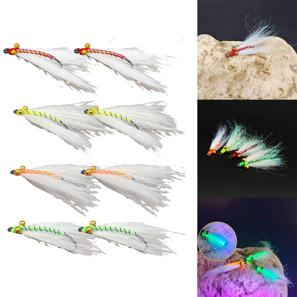 8pcs Fly Fishing Fly Hook Lure Baits For Herring Tilapia Topmouth Culter Redtail Fast Sinking Fishing Lures 8# 10# 12# 14# Hooks