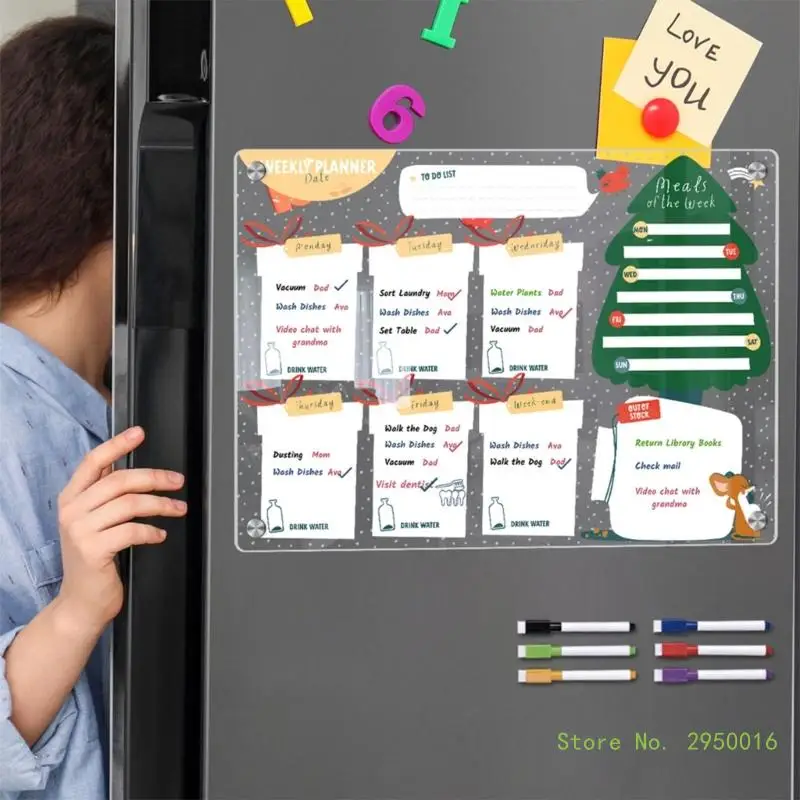Магнитный календарь доска для холодильника Еженедельный планировщик кухни