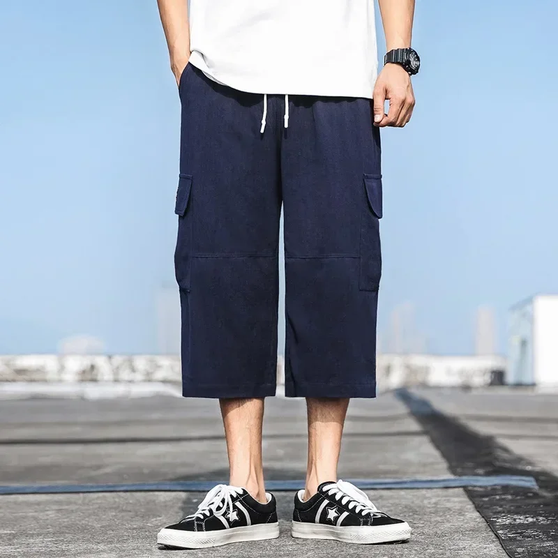 Мужское японское кимоно летние повседневные широкие однотонные мужские