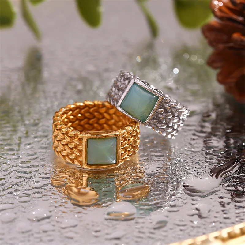 Модное кольцо из нержавеющей стали с покрытием 18K металлического плетения