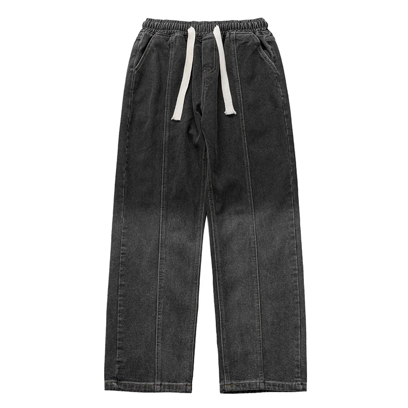 Blue Black Baggy Jeans Men Fashion Retro Gradient Jeans Men Japanese Streetwear Hip-hop Loose Straight Denim Pants Mens Trousers