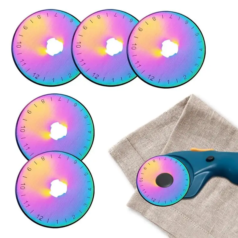 

45mm Rotary Cutter Set With 5 Pack Color Titanium Plating Rotary Blades Fabric Cutter SKS-7 Quilting Sewing Patchwork Tool