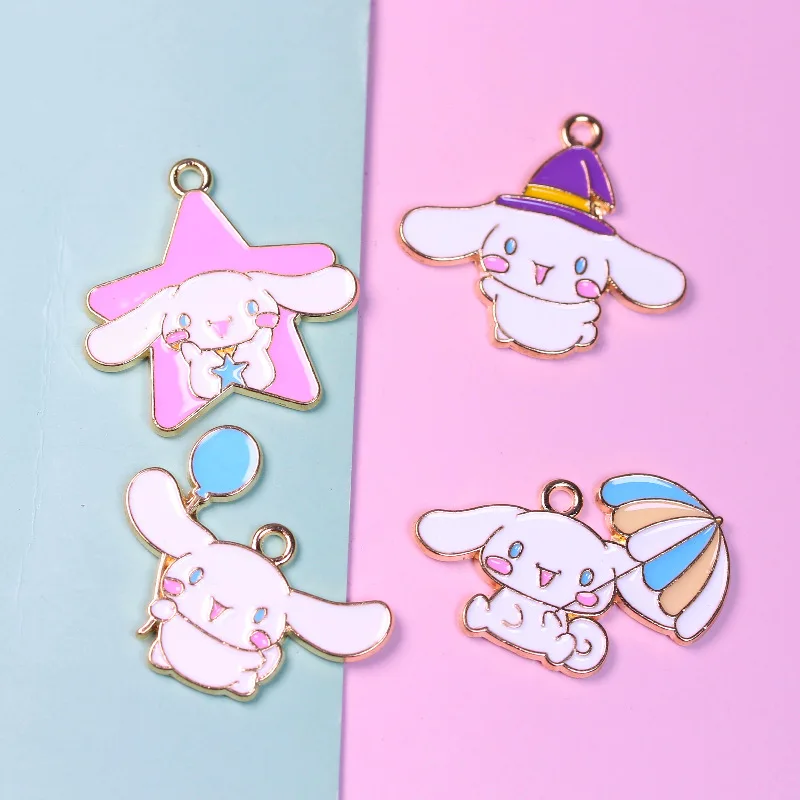 

10PCS Sanrio Cartoon Character Cinnamoroll DIY Alloy Drip Oil Jewelry Accessories Key Chain Pendant Necklace Bracelet Pendant