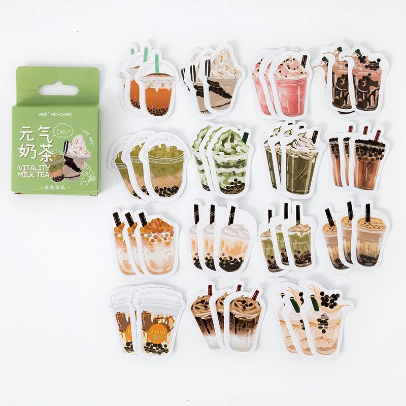 

45pcs Vitality Milk Tea Decorative Stickers Delicious Drink Scrapbooking Label Diary Stationery Album Phone Journal Planner