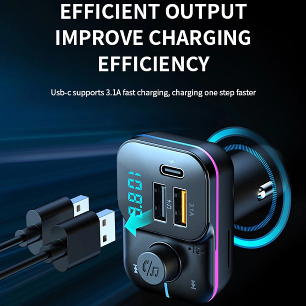 

Trim Car Bluetooth MP3 Player 12-24V Accessory Charger Dual USB FM Transmitter SD Card Playback Support U Disk