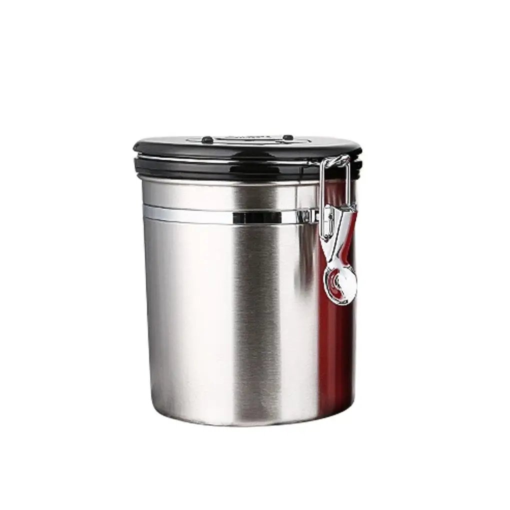 

Airtight Coffee Container - Stainless Steel CO2 Valve Storage Canister with Scoop - Keeps Your Coffee Fresh Flavorful