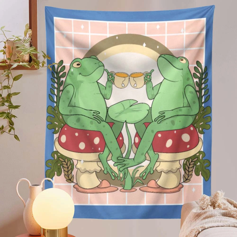 

Frog Mushroom Tapestry Wall Hanging Art Tapestries Wall Cloth Psychedelic Boho Decor Tapestry