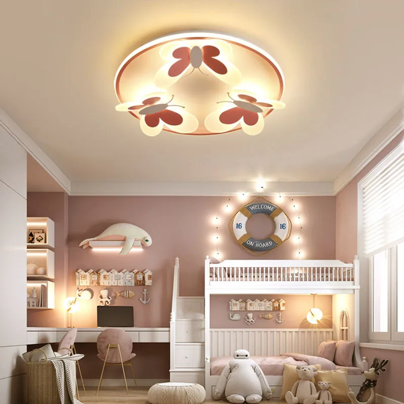 New Modern Butterfly Decorative LED Ceiling Lights Study Living Children Room Kid Bedroom Salon Creative Lamps Indoor Lighting