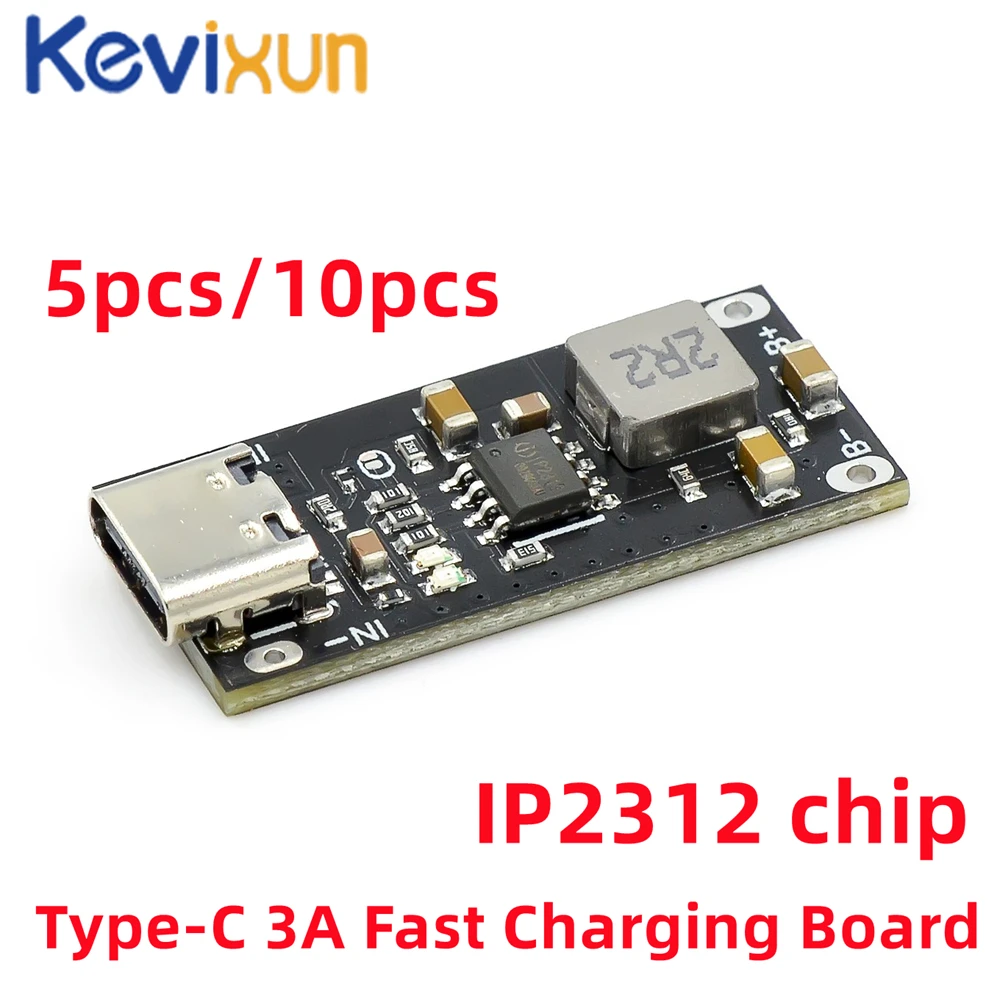 10pcs Type-C USB Input High Current 3A Polymer Ternary Lithium Battery Quick Fast Charging Board IP2312 CC/CV Mode 5V To 4.2V