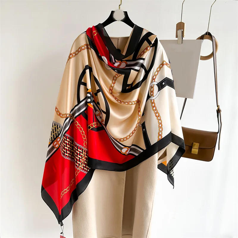 Элегантный Женский Мягкий Шарф Большого Размера 180*90 См BANDANA Шелковая Шаль С